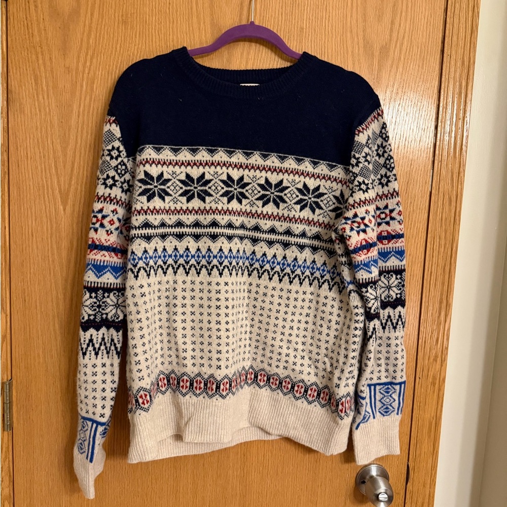 J. Crew Multicolor Patterned Crewneck Sweater